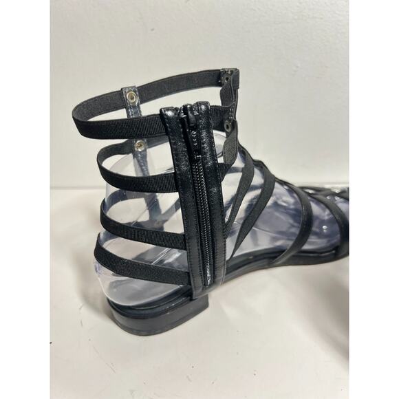 Stuart Weitzman Black Leather Caesar Gladiator Inside Zip Sandals Shoes Size 7 - Picture 7 of 9